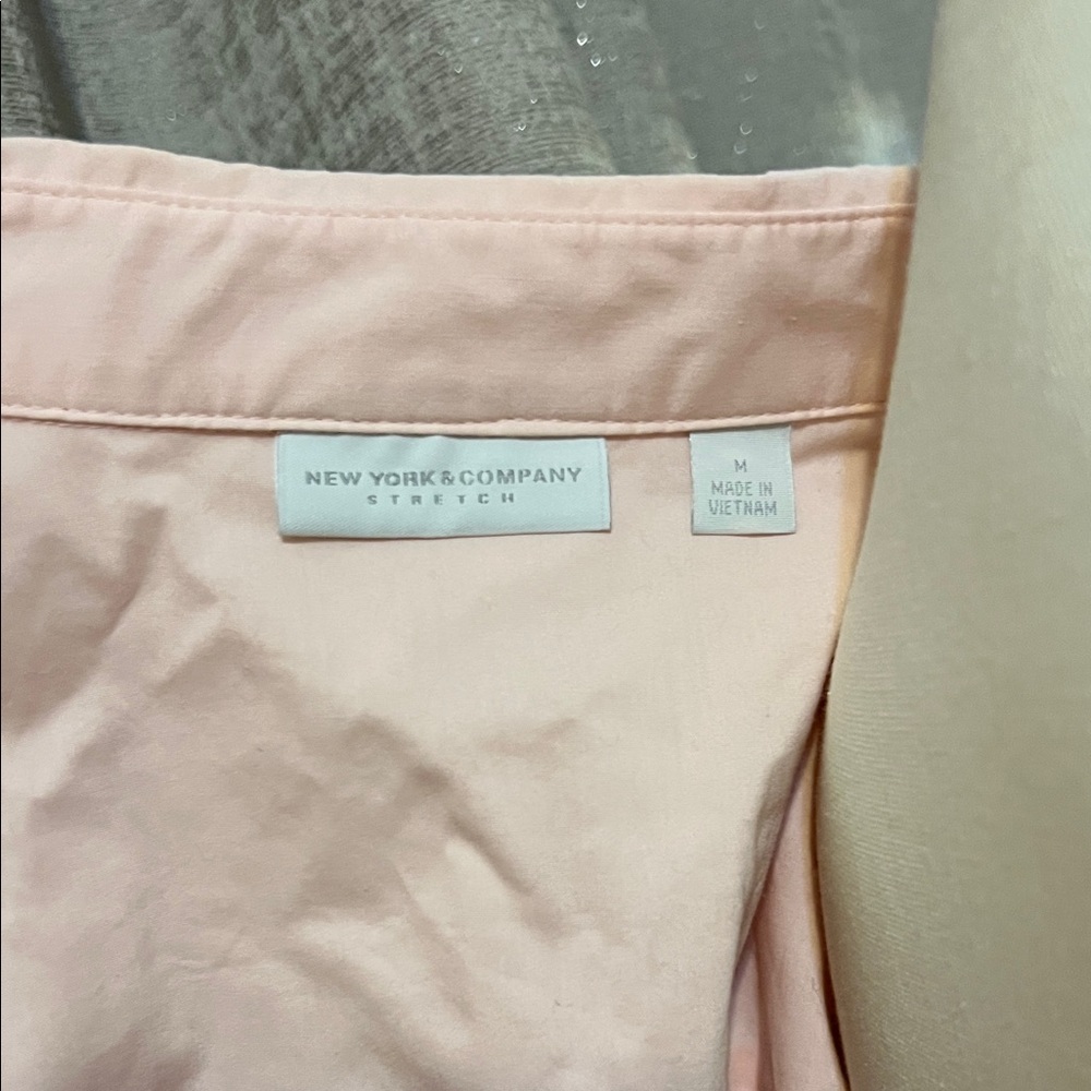 New York & Company Light Pink Lace-Trim Blouse - Picture 3 of 3